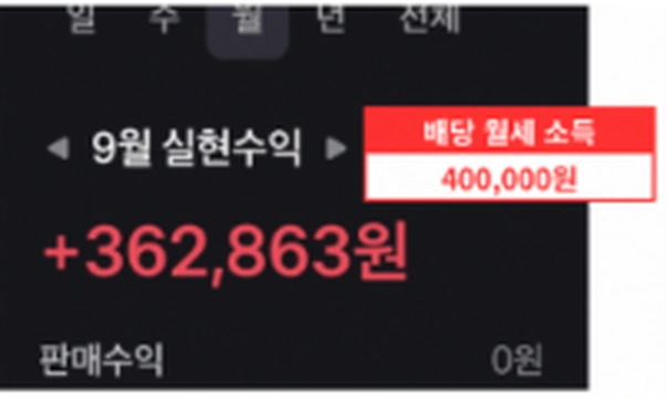 9월 배당 월세 소득 40만원